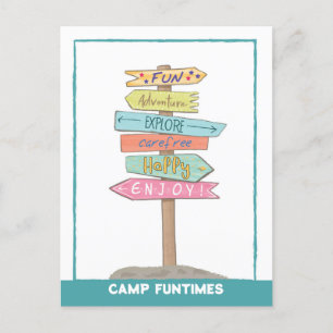 Welkom bij Summer Camp Custom Name Fun Sign Briefkaart