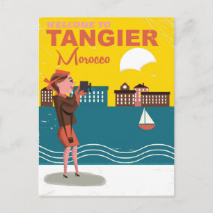 Welkom bij Tangier Marokko vintage reisposter Briefkaart