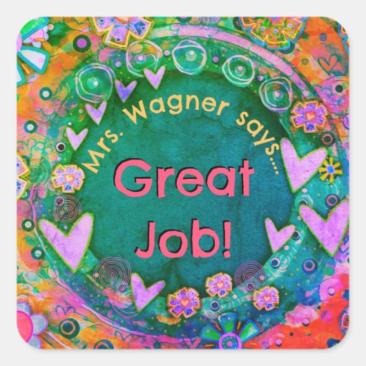 Welkom bij Teacher’s Class Personalized Vierkante Sticker (Voorkant)