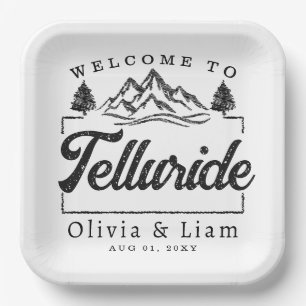 Welkom bij Telluride Colorado Wedding Minimalist Papieren Bordje