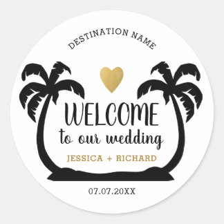 Welkom bij Tropische palm op de bestemming Ronde Sticker