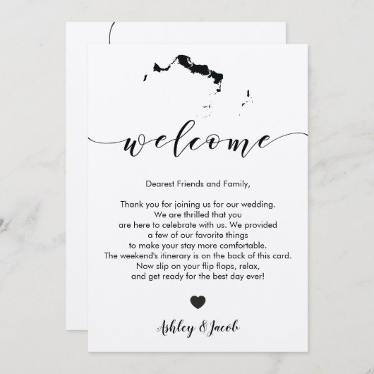 Welkom bij Turks- en Caicos-bruiloft Programma (Voorkant / Achterkant)