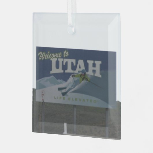 Welkom bij Utah Glas Ornament (Voorkant links)