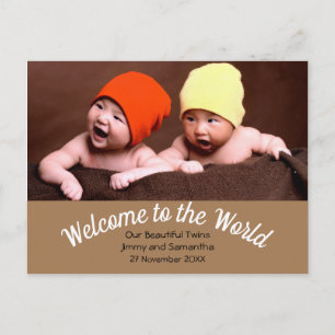 Welkom bij World Twin Birth Notice Foto Briefkaart