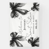 Welkom Black Bow Coquette Script Sweet 16  Spandoek (Verticaal)