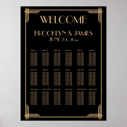 Welkom Black Deco Trouw Stoelenoverzicht Poster (Voorkant)