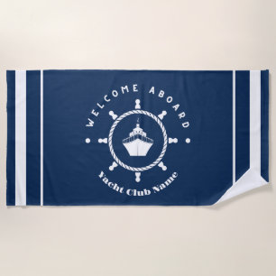 Welkom Blauw Anker Nautische zeilboot Custom Strandlaken