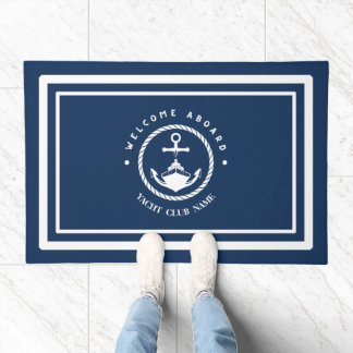 Welkom Blauw Anker Nautische zeilboot DIY Naam Deurmat