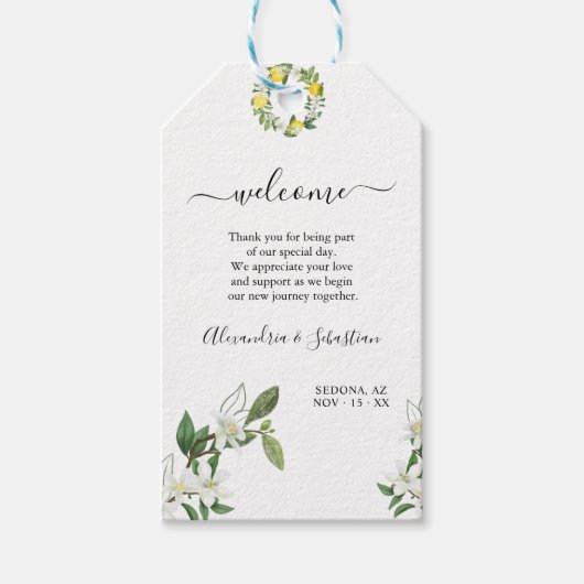 Welkom Bloemen bruiloft gunst cadeau Label Cadeaulabel (Voorkant)