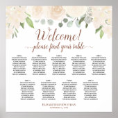Welkom! Blush Peach Rozen 9 Table Seating Chart Poster (Voorkant)