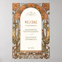 Welkom Bord Bruiloft Vintage Art Nouveau van Mucha