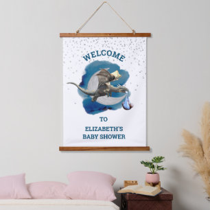 Welkom bord Ooievaar Baby Shower Hangend Wandkleed