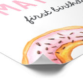 Welkom bord roze donut verjaardagsfeest poster (Hoek)