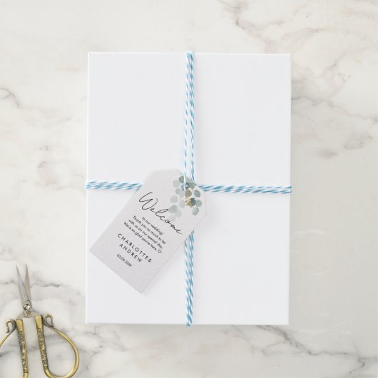 Welkom! Botanisch, elegant, handschrift Cadeaulabel (Met Touw)