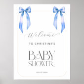 Welkom Boy Blue Bow Twins Baby shower Poster (Voorkant)