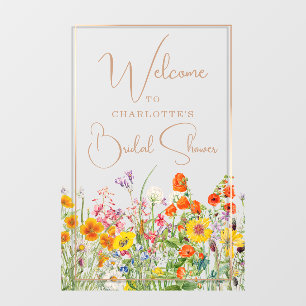 Welkom Bruidsfeest Kleurrijke Wilde Bloemen Landel Raamsticker