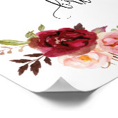 Welkom bruidsfeest marsala bloem bruiloft bord poster (Hoek)