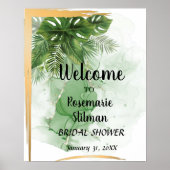 Welkom Bruidsfeest Tropisch Palm Bord Poster (Voorkant)