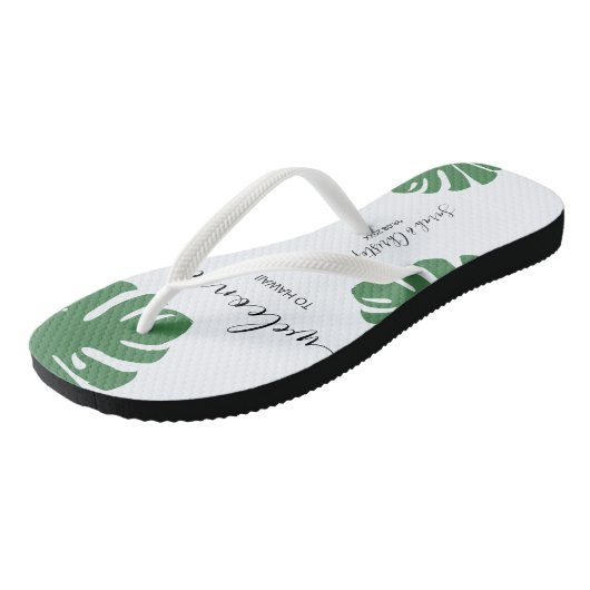 Welkom bruiloft aangepast tropisch blad T Teenslippers (Schuin)