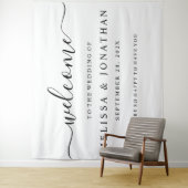 Welkom bruiloft bord White Black Tapestry Wandkleed (In situ)