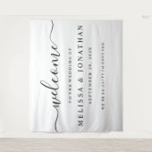 Welkom bruiloft bord White Black Tapestry Wandkleed (Voorkant)