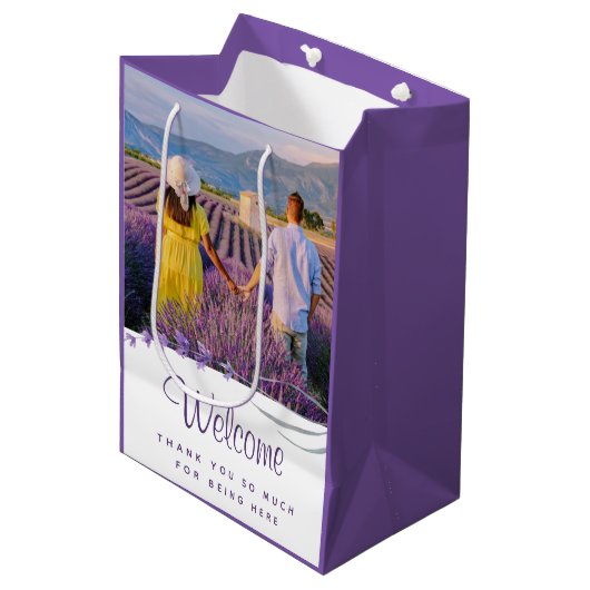 Welkom bruiloft Dank je cadeau Medium Cadeauzakje (Voorkant Gekanteld)