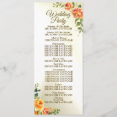 Welkom bruiloft Oranje Gele Rode Floral Greenery Programma (Achterkant)