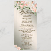 Welkom Bruiloft Party Waterverf Perzik Bloemen Programma (Voorkant / Achterkant)