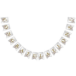 Welkom bruiloft Pink Floral Silver Elegant Vlaggetjes