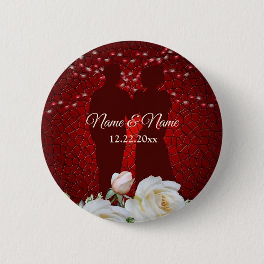 Welkom bruiloft Rood Floral Modern Ronde Button 5,7 Cm (Voorkant)