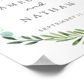 Welkom bruiloft Sign Waterverf Green Leaf Wreath Poster (Hoek)