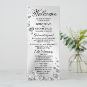 Welkom bruiloft Silver Hearts Grey Elegant Rustic Programma (Staand voorkant)