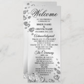 Welkom bruiloft Silver Hearts Grey Elegant Rustic Programma (Voorkant / Achterkant)