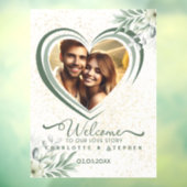 Welkom bruiloft teken onze liefde gepersonaliseerd raamsticker (Vel 3)