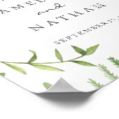 Welkom bruiloft Waterverf Leaf Wreath Poster (Hoek)