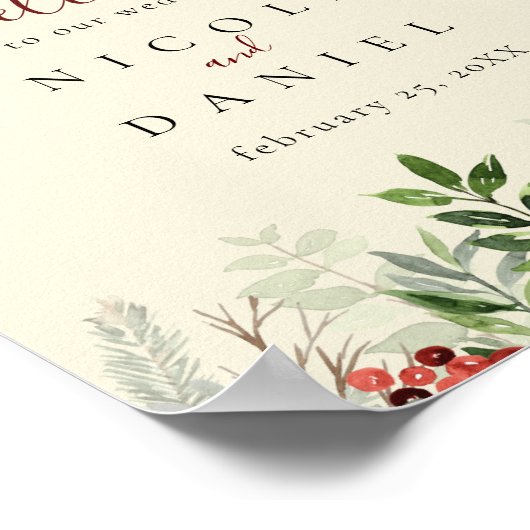 Welkom bruiloft | Winterteken van Berry Poster (Hoek)