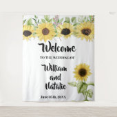 Welkom bruiloft zonnebloemen wandkleed (Voorkant)