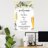 Welkom Bubbles & Brews Eucalyptus Gold Shower Poster (Thuiskantoor)