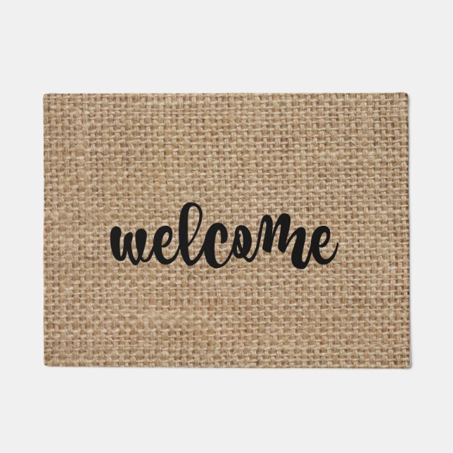 Welkom Burlap Doormat Deurmat (Voorkant)