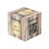 Welkom business logo QR code driftwood menu tabel Kubus (Achter hoekig)