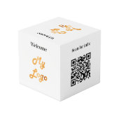 Welkom business logo QR code menu witte tafel Kubus (Achter hoekig)