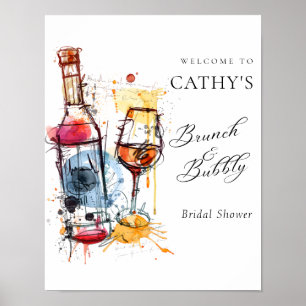 Welkom Champagne Brunch en Bubbly Vrijgezellenfees Poster