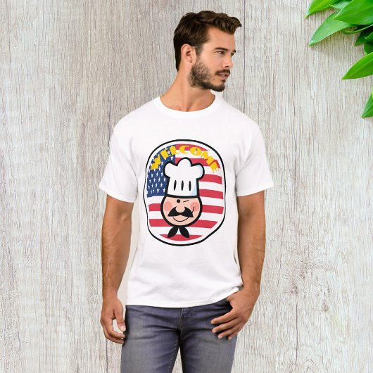 Welkom chef-kok met Amerikaanse vlag T-shirt