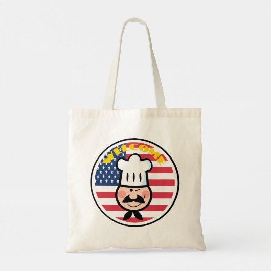 Welkom chef-kok met Amerikaanse vlag Tote Bag (Achterkant)