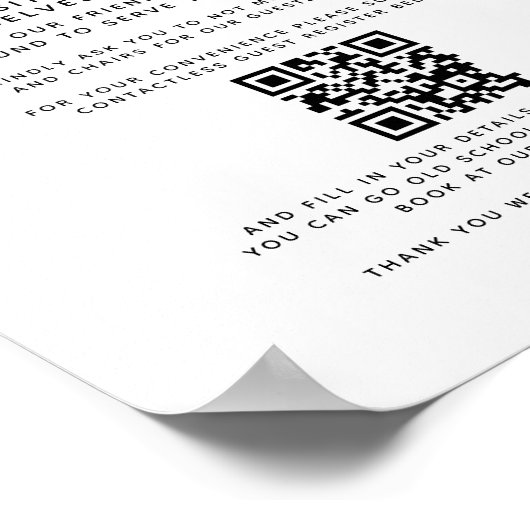 Welkom contactloze QR code gast register palm Poster (Hoek)