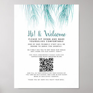Welkom contactloze QR code gast register palm Poster