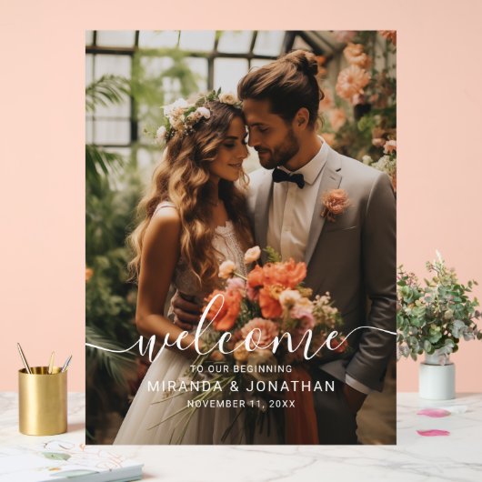 'Welkom' Custom Photo Wedding Acryl Bord (Huwelijk)