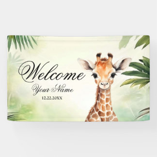 Welkom Cute Giraffe Jungle Baby Shower Feest Spandoek