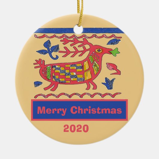 Welkom,  deer, voeg tekst toe, bewerk deze keramisch ornament (Voorkant)