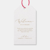 Welkom Delicate Gold Calligraphy Weddenschap Cadeaulabel (Voorkant)
